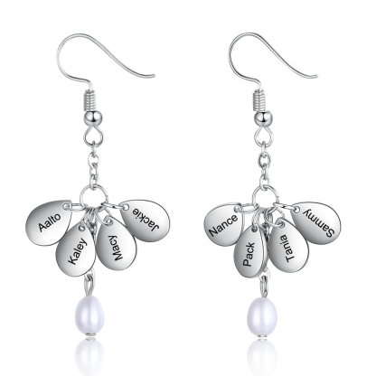 8 Names-Personalized Pearl Earrings Custom Name for Women-Lovesyouforever