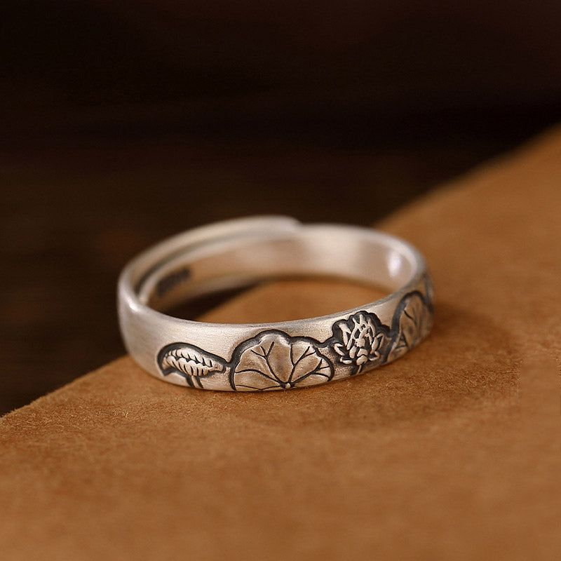 Exclusive Design 999 Sterling Silver Vintage Chinese「Culture and Blessing」Adjustable Ring-Lovesyouforever
