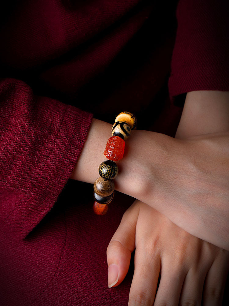 Multi-Gemstone Bodhi Seed Prajna Heart Sutra Six Character Bracelet for Men and Women-Lovesyouforever