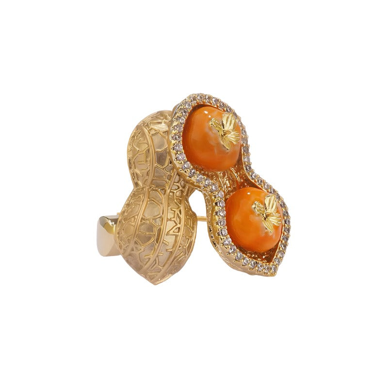 "Hao Shi Fa Sheng" - Natural Inspired Peanut and Persimmon Brooch for Women-Lovesyouforever