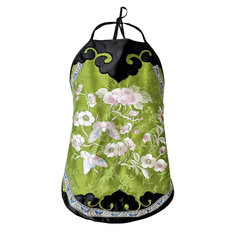 Vintage Chinese Silk Camisole with Floral and Butterfly Embroidery Hanfu Undershirt-Lovesyouforever