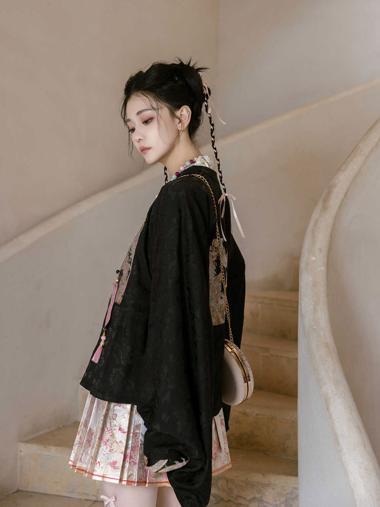 Loong Bestows Auspiciousness – Chic Chinese Style Mini Mamian Skirt Neo-Hanfu Skirt Set-Lovesyouforever