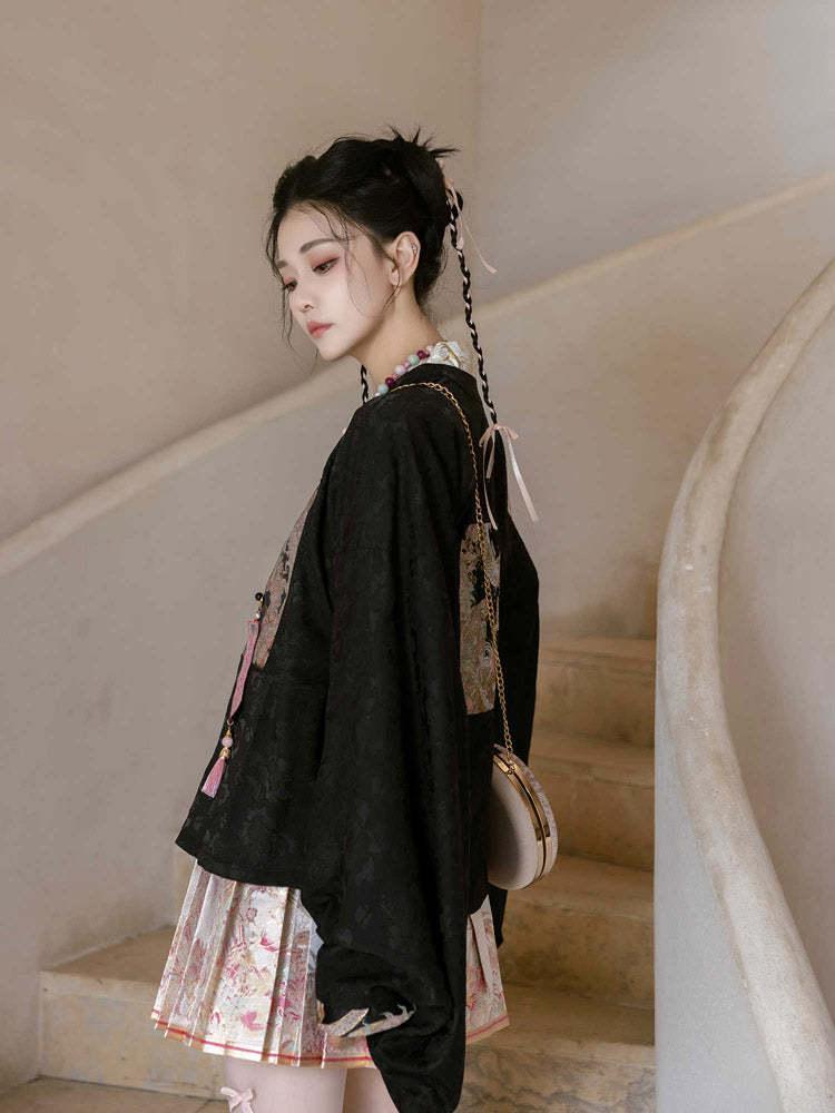 Loong Bestows Auspiciousness – Chic Chinese Style Mini Mamian Skirt Neo-Hanfu Skirt Set-Lovesyouforever