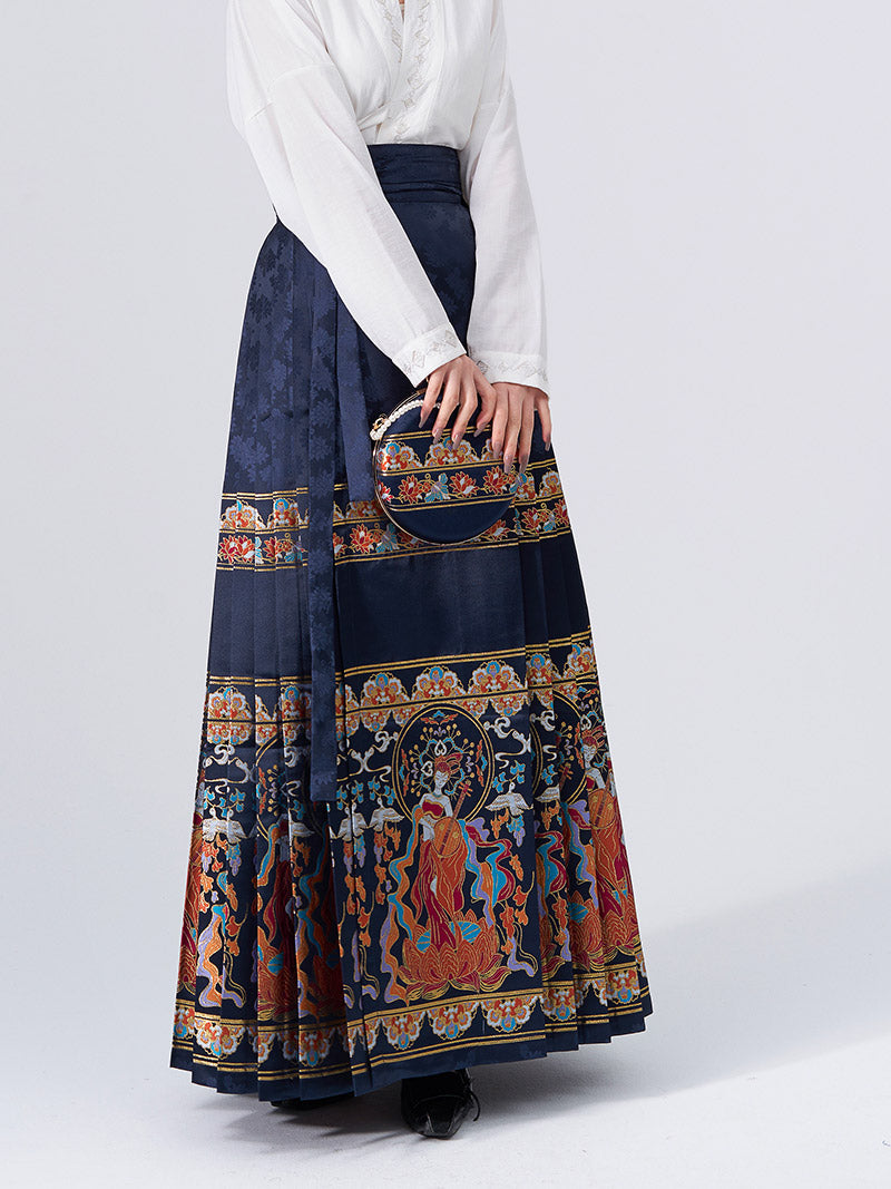 Dunhuang Feitian Pattern Yarn-dyed Jacquard Cloth Mamianqun Hanfu Skirt Morden Hanfu Skirt-Lovesyouforever