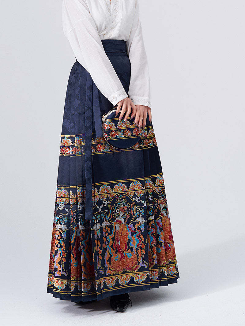 Dunhuang Feitian Pattern Yarn-dyed Jacquard Cloth Mamianqun Hanfu Skirt Morden Hanfu Skirt-Lovesyouforever