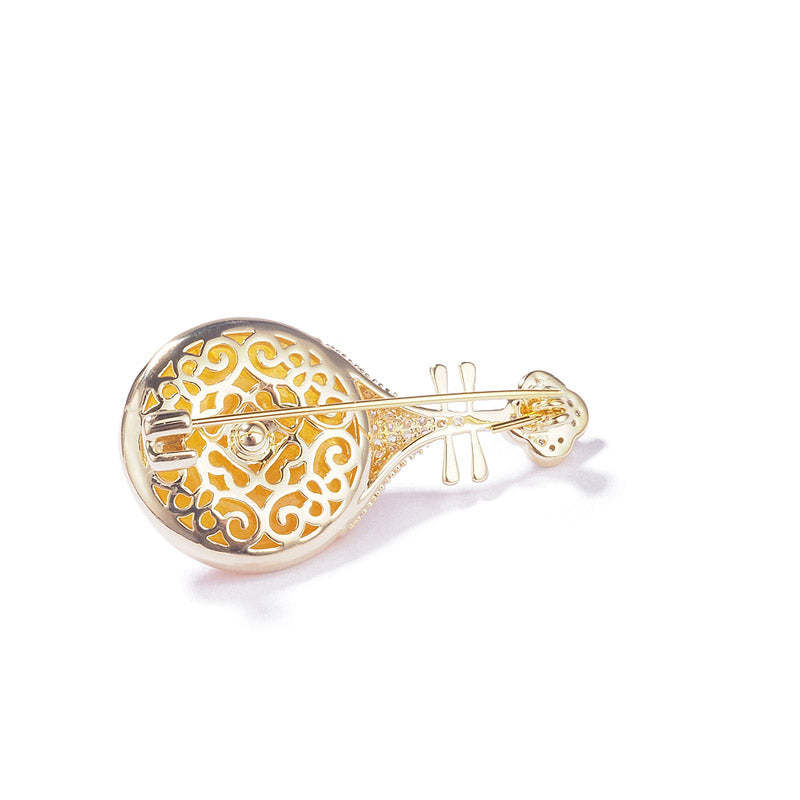 Chinese Classical Pipa Brooch with Cubic Zirconia Best Jewelry Gift-Lovesyouforever