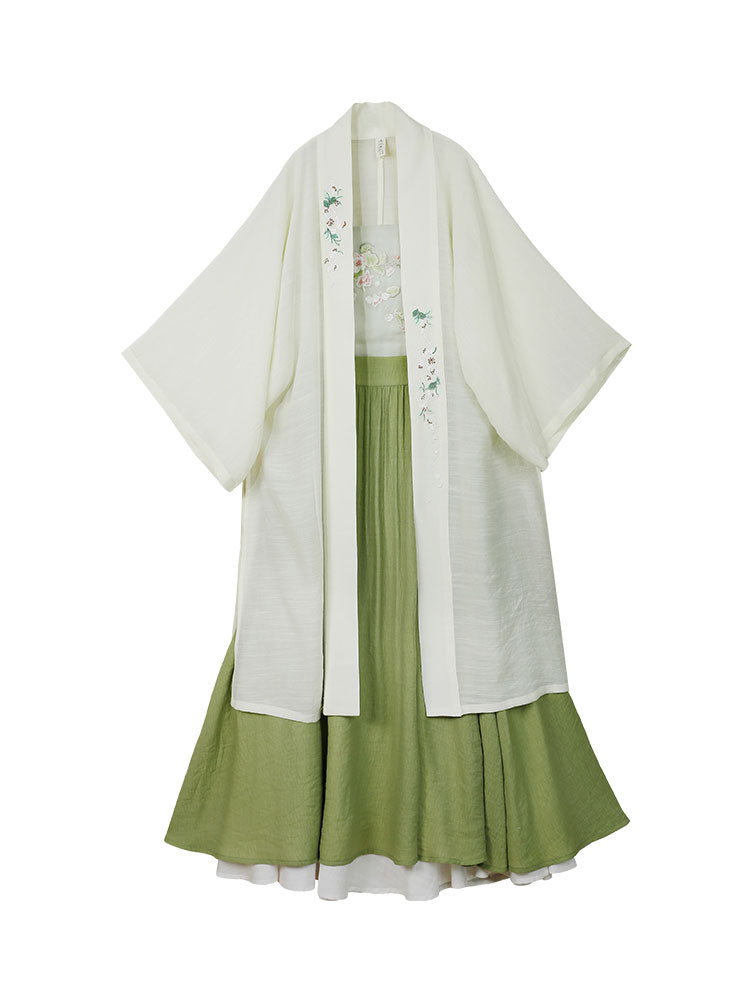 Tender Sprouts of Spring - Modern Hanfu Dress for Women's Everyday Commute-Lovesyouforever