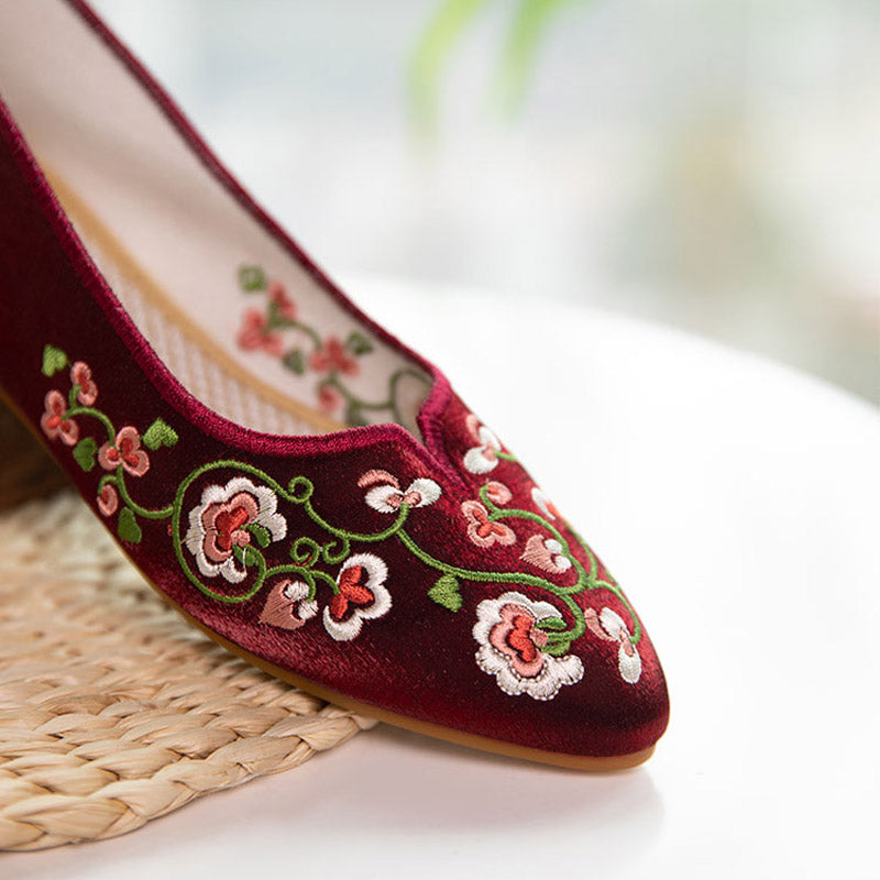 Flowering Vines Embroidered Flat Shoes for Women-Lovesyouforever