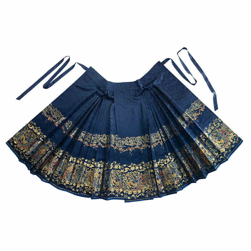 Inspired by Ancient Textile Motifs - Dark Patterned Woven Gold Mamianqun Skirt-Lovesyouforever