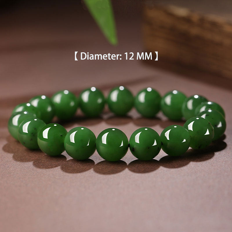Chinese Classic Minimalist Design Xinjiang Hetian Jade Green Jade Beaded Bracelet-Lovesyouforever
