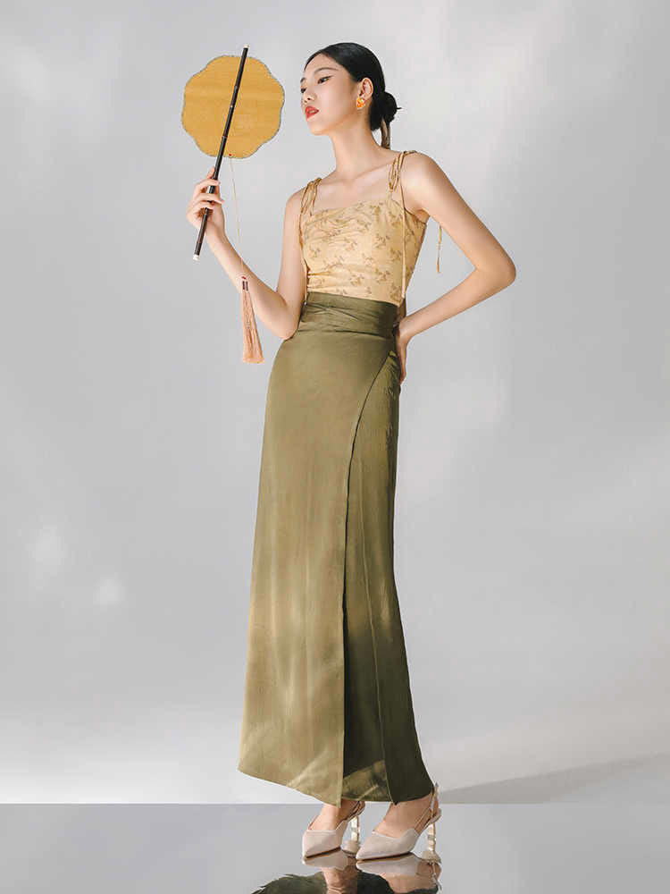 Summer Afternoon – Song Dynasty Inspired Three-Piece Modern Hanfu Skirt Set, Chinese Style Outfit-Lovesyouforever