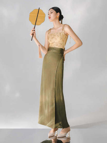 Summer Afternoon – Song Dynasty Inspired Three-Piece Modern Hanfu Skirt Set, Chinese Style Outfit-Lovesyouforever