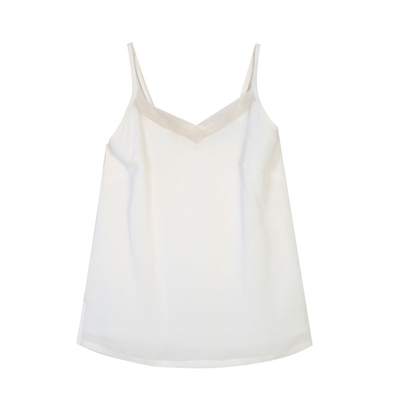 Pearl White Mulberry Silk Camisole Hanfu Undershirt-Lovesyouforever
