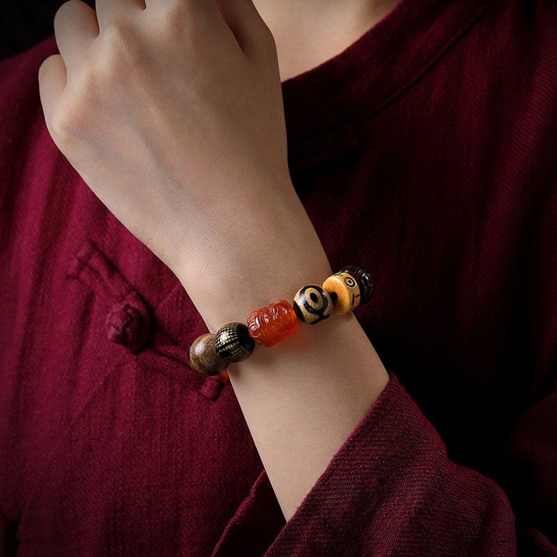 Multi-Gemstone Bodhi Seed Prajna Heart Sutra Six Character Bracelet for Men and Women-Lovesyouforever