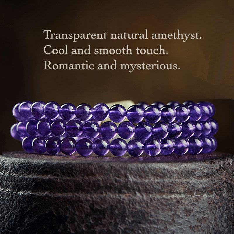 Multi-circle Natural Clear Purple Amethyst Raw Crystal Bracelet with Multiple Gemstones-Lovesyouforever