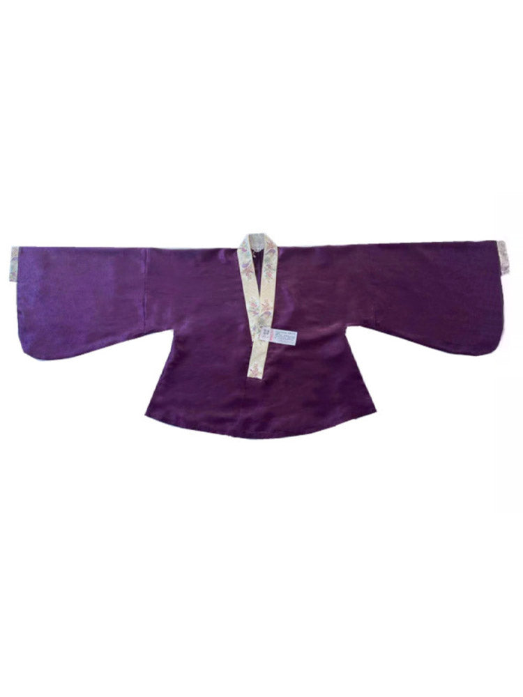 Chinese Style Purple Pipa Sleeve Jacquard Dark Embroidery Ming Dynasty Cross-collar Top Blouse-Lovesyouforever