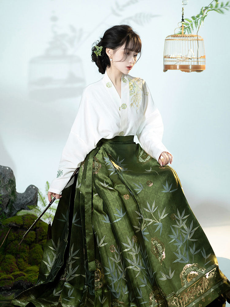 Swaying Bamboo Shadows, Glittering Brilliance, Radiant Beauty - Morden Mamianqun Hanfu Skirt-Lovesyouforever