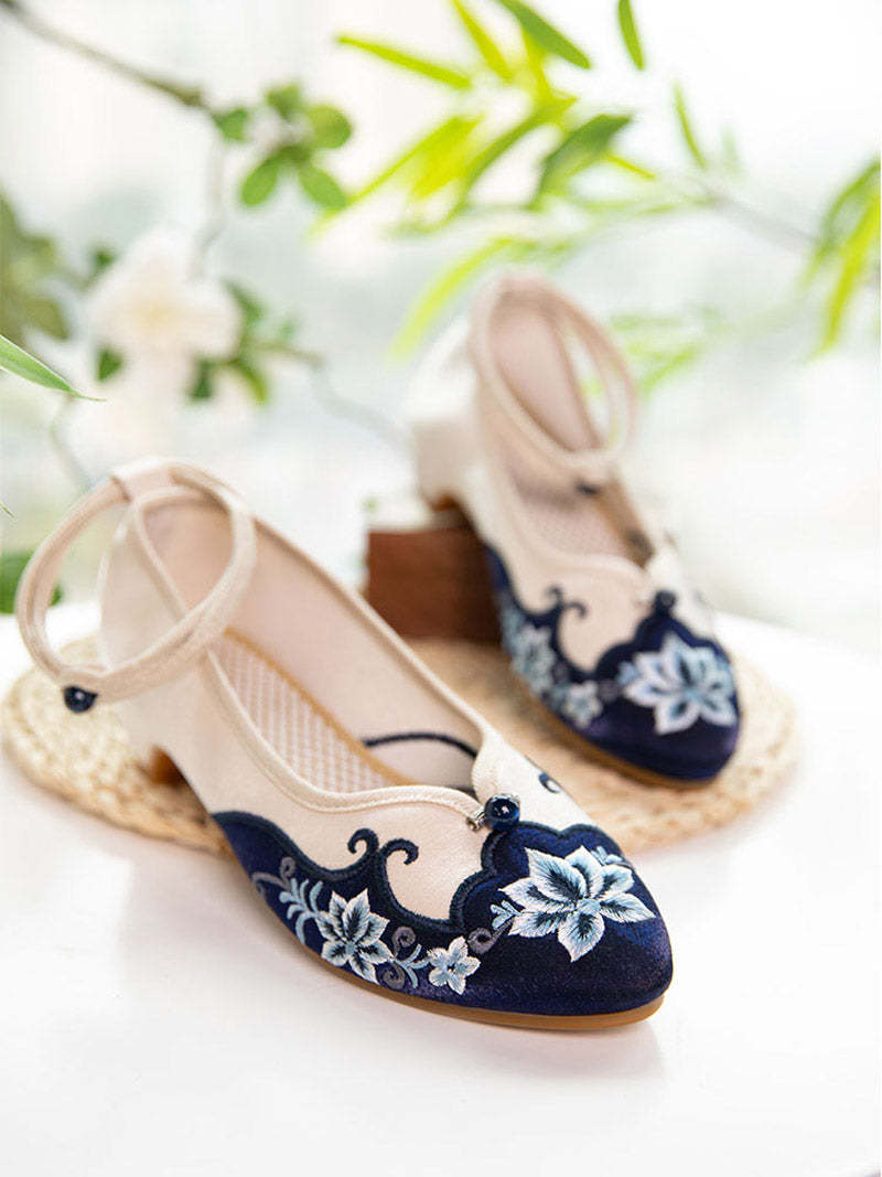 Vintage Lotus Flower Embroidered Shoes-Lovesyouforever