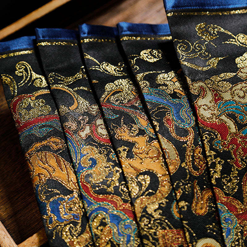 Inspired by Ancient Textile Motifs - Dark Patterned Woven Gold Mamianqun Skirt-Lovesyouforever