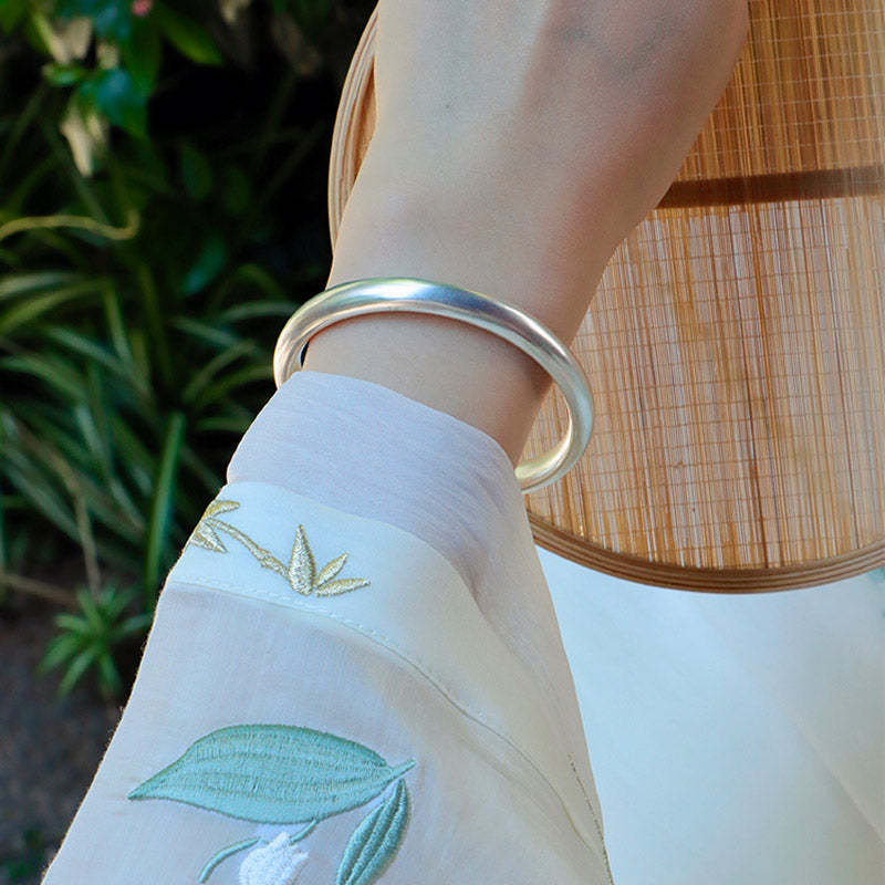Hand-Carved Classic 999 Fine Silver High Polished Glossy Solid Bangle Bracelet Custome Size-Lovesyouforever
