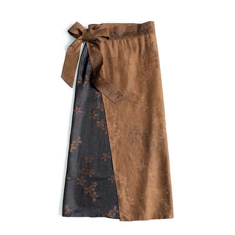 Exclusive Retro Chinese-style Silk Fragrant Cloud Gauze Midi Skirt Mulberry Silk Belted Pencil Skirt-Lovesyouforever