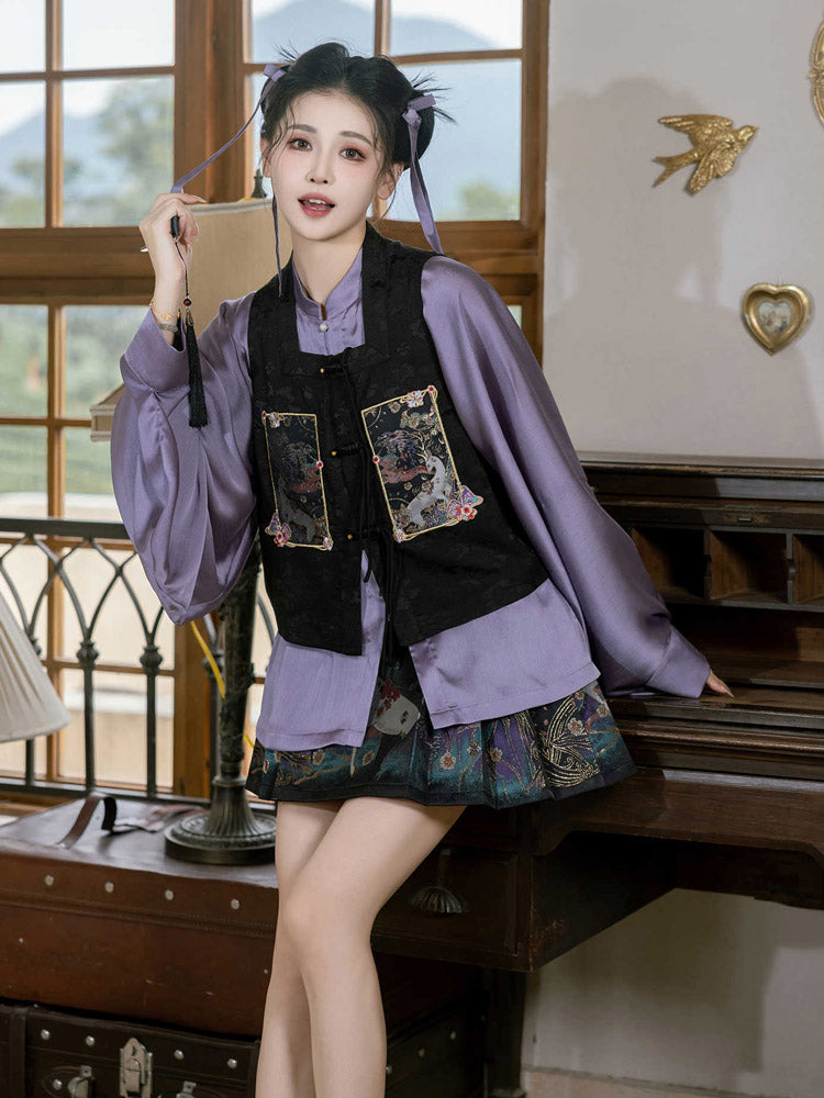 Nine-Colored Deer Inspired - Chic Mini Mamian Skirt Neo-Hanfu Skirt Set-Lovesyouforever