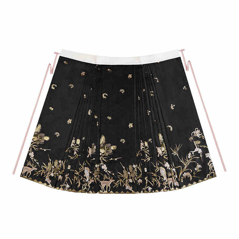 Deer and Plum Blossom - Fun Animal Zoo Series MaMianqun Skirt Daily Hanfu Skirt-Lovesyouforever