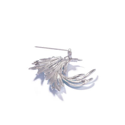 Chinese Style Vintage Enamel Inlaid Zircon Blue Gradient Phoenix Tail Brooch-Lovesyouforever