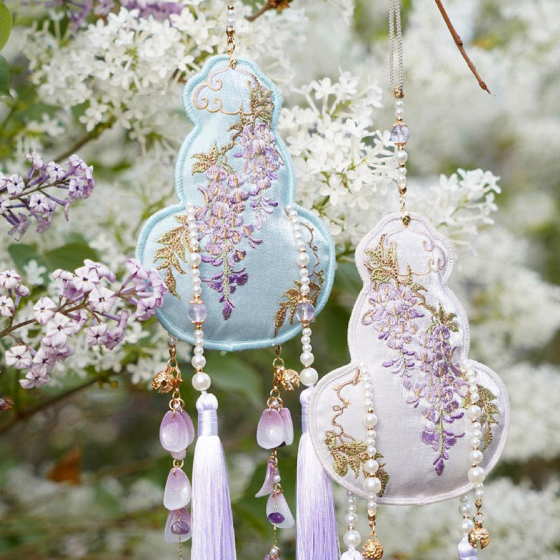 Wisteria Embroidery Auspicious Gourd Pendant Hanfu Pendant Accessory Chinese Gift-Lovesyouforever