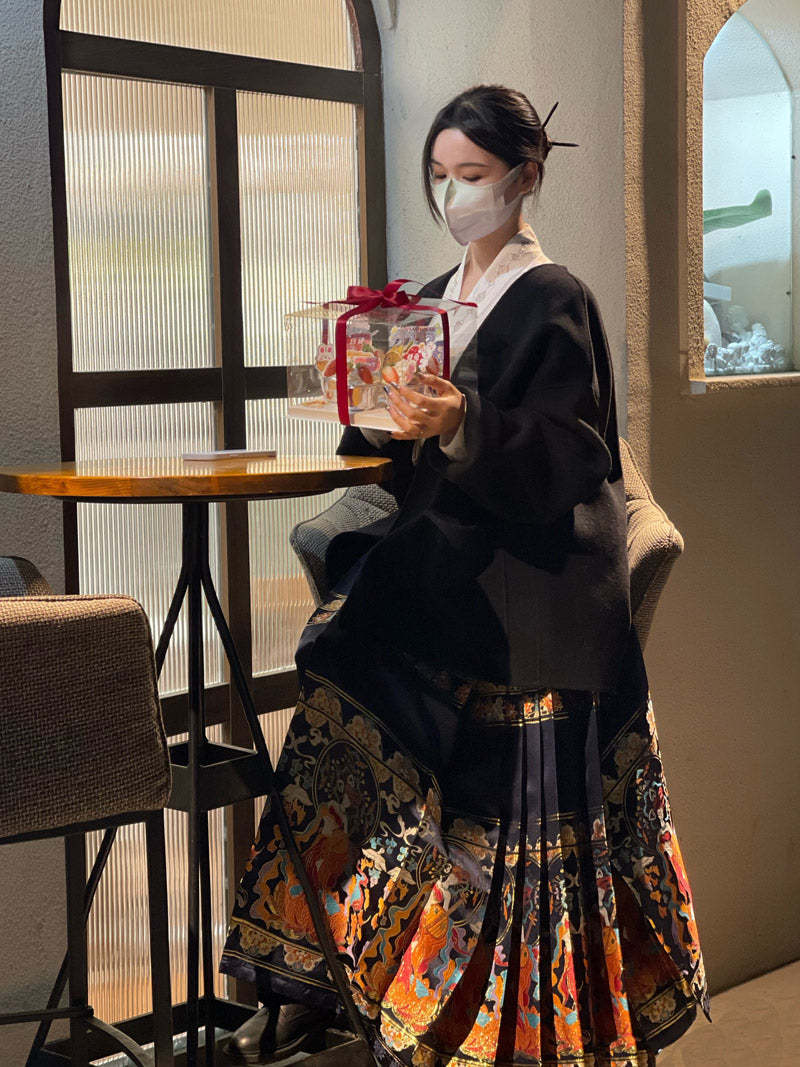 Dunhuang Feitian Pattern Yarn-dyed Jacquard Cloth Mamianqun Hanfu Skirt Morden Hanfu Skirt-Lovesyouforever