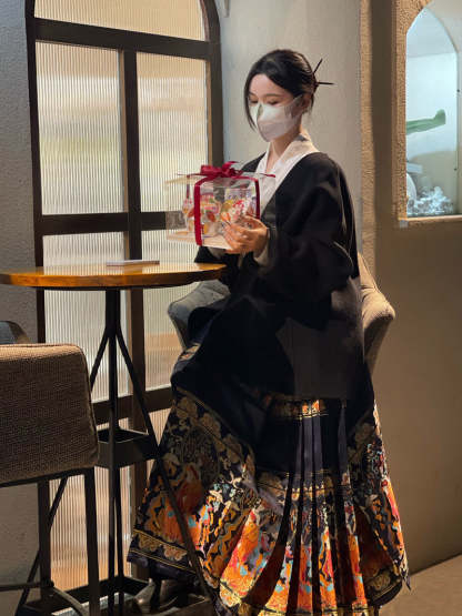 Dunhuang Feitian Pattern Yarn-dyed Jacquard Cloth Mamianqun Hanfu Skirt Morden Hanfu Skirt-Lovesyouforever