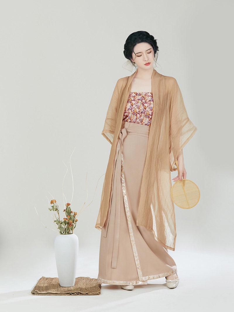 Bloom in a Dream - Khaki Chinese Style Skirt Set-Lovesyouforever