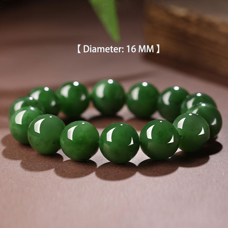 Chinese Classic Minimalist Design Xinjiang Hetian Jade Green Jade Beaded Bracelet-Lovesyouforever
