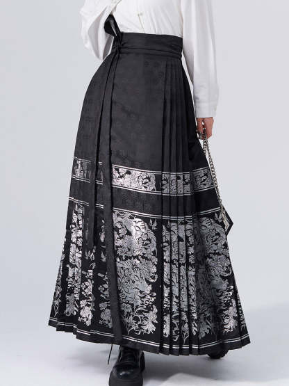 Vintage Chinese Traditional Auspicious Goat Pattern Yarn-dyed Jacquard Cloth Mamianqun Morden Hanfu Skirt-Lovesyouforever