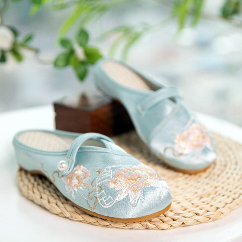 Vintage Chinese Style Flower Embroidered Shoes Slippers-Lovesyouforever