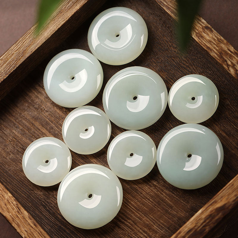 Natural Hetian Qingshui Jade Ping An Kou Jade Pendant Necklace Couple Gift-Lovesyouforever