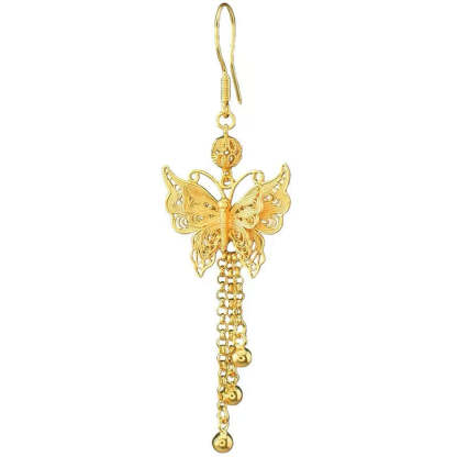 Handcrafted Vintage 999 Sterling Silver Double Butterfly Tassel Filigree Earrings-Lovesyouforever