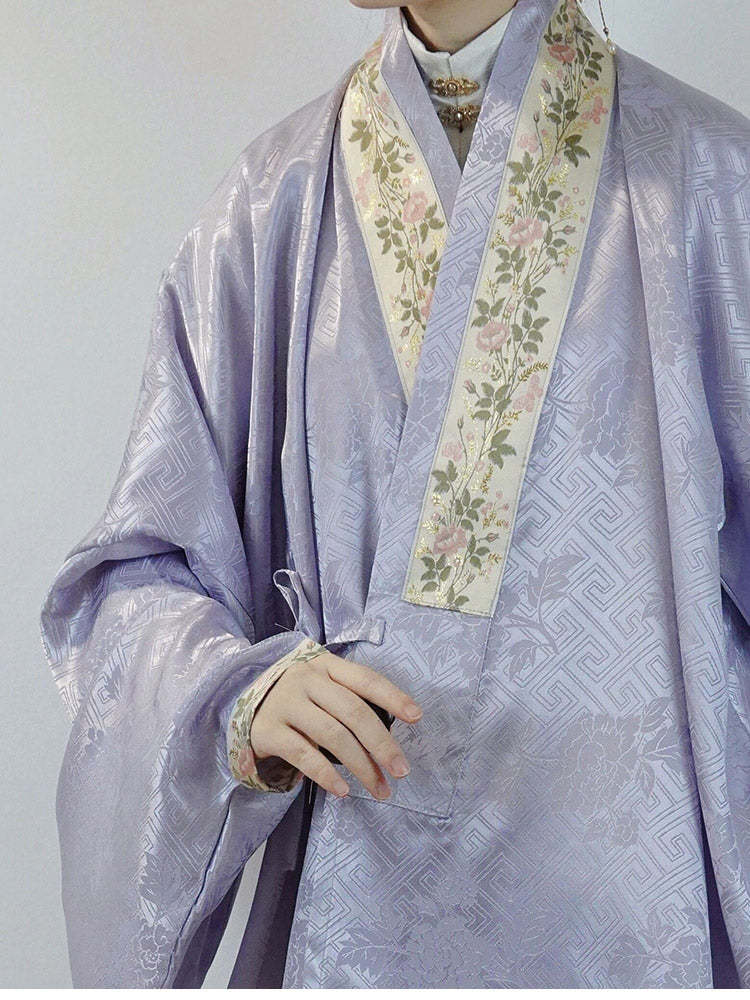 Chinese Style Ming Dynasty Pipa Sleeve Embroidered Dark-patterned Cross-collar Top for Women-Lovesyouforever