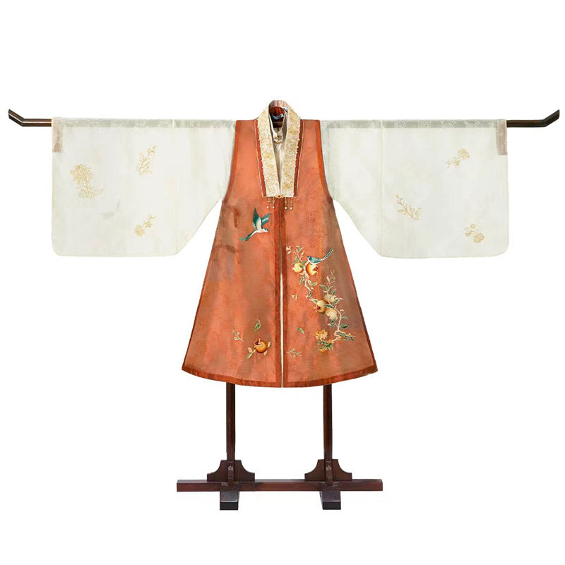 Magpies Singing on the Pomegranate Tree Branch「Good things are coming」Embroidered Hanfu Clothing-Lovesyouforever