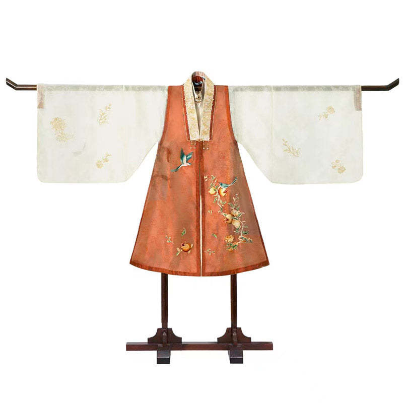 Magpies Singing on the Pomegranate Tree Branch「Good things are coming」Embroidered Hanfu Clothing-Lovesyouforever