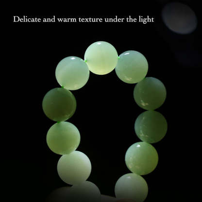 Natural Hetian Qingshui Jade Bracelet Adorned with Jade Gourd and the Chinese Character for '福' (fortune) Charm-Lovesyouforever