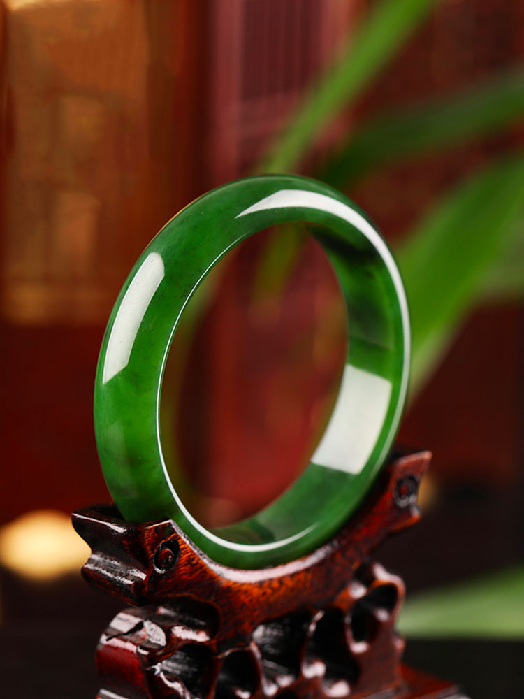 Emerald Green Chinese Style Natural Hetian Jadeite Jade Bangle for Women-Lovesyouforever