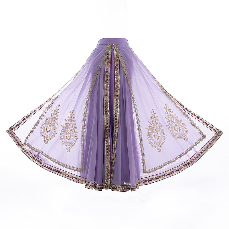Inspired By the Ancient Western Chinese kingdom Princess of Loulan, Purple Boho Embroidery Hanfu Costume(4PCS)-Lovesyouforever