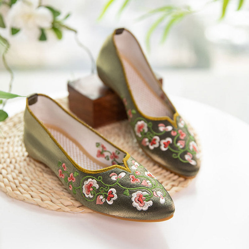 Flowering Vines Embroidered Flat Shoes for Women-Lovesyouforever