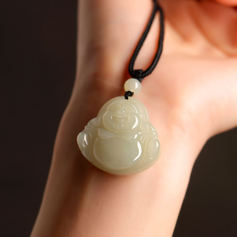 Natural Hetian Jade Maitreya Buddha Gemstone Pendant for Women-Lovesyouforever