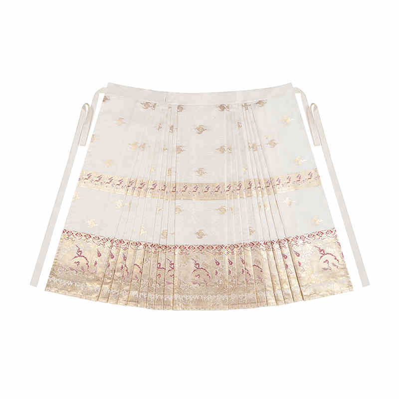 Ocean Wave Pattern Woven Gold Traditional Chinese Retro Pattern Mamianqun Skirt-Lovesyouforever