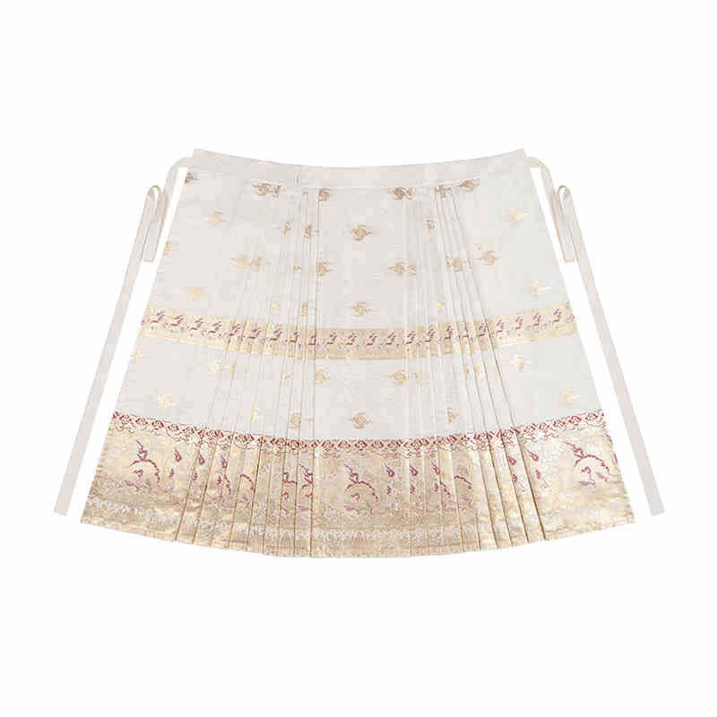 Ocean Wave Pattern Woven Gold Traditional Chinese Retro Pattern Mamianqun Skirt-Lovesyouforever