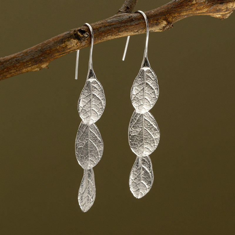 Natural Inspired S925 Sterling Silver Graceful Leaf Earrings-Lovesyouforever