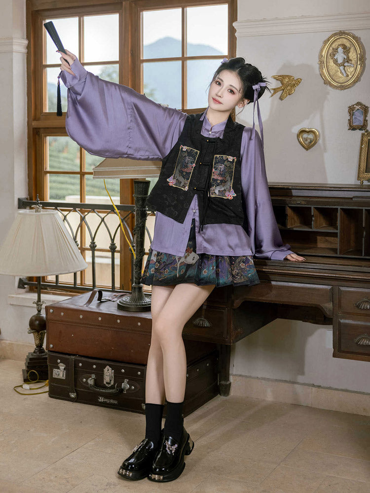 Nine-Colored Deer Inspired - Chic Mini Mamian Skirt Neo-Hanfu Skirt Set-Lovesyouforever