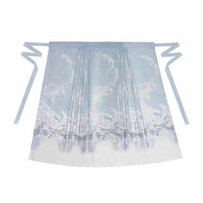 Spiritual Fish and Sea Waves – Dreamy Blue Hanfu Set with Horse Face Skirt Mamianqun Set-Lovesyouforever